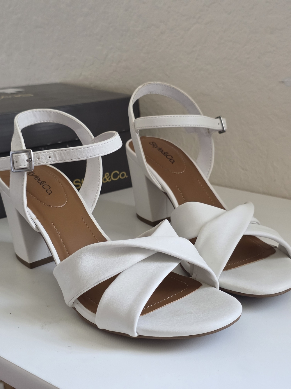 Style & Co Women's Pipperr Dress Heel Sandals Twisted Front Strap Size 7